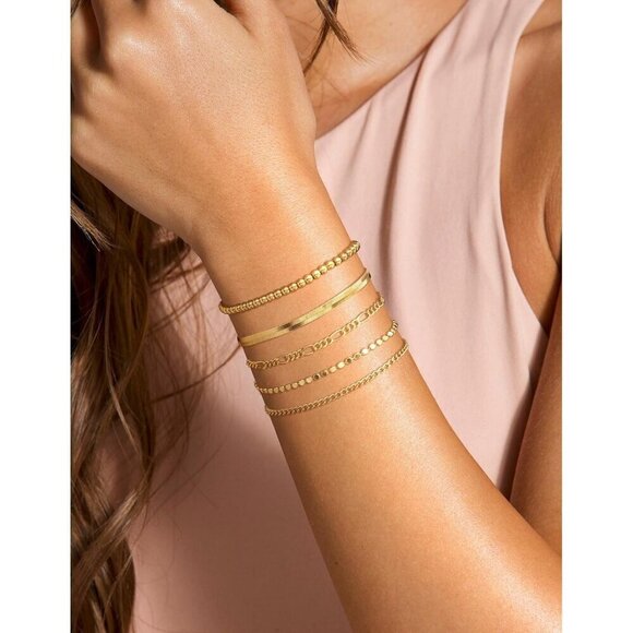14K Real Silver Thin Dainty Stackable Cuban Paperclip Bracelet for Womens - Picture 6 of 9